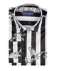 Black Baroque Stripe Paisley Print Men`s Shirt