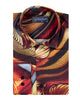 Oscar Banks Premium Satin Abstract Flame Pattern Print Shirt