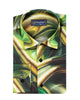 Oscar Banks Premium Satin Green Marble Print Shirt