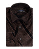Oscar Banks Premium Shiny Black and Bronze Geometric Pattern Shirt