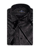 Oscar Banks Premium Shiny Black and Grey Geometric Pattern Shirt