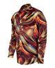 Oscar Banks Premium Satin Abstract Flame Pattern Print Shirt