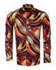 Oscar Banks Premium Satin Abstract Flame Pattern Print Shirt