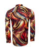 Oscar Banks Premium Satin Abstract Flame Pattern Print Shirt