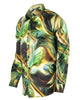 Oscar Banks Premium Satin Green Marble Print Shirt