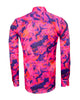 Oscar Banks Premium Satin Bold Abstract Print Dress Shirt