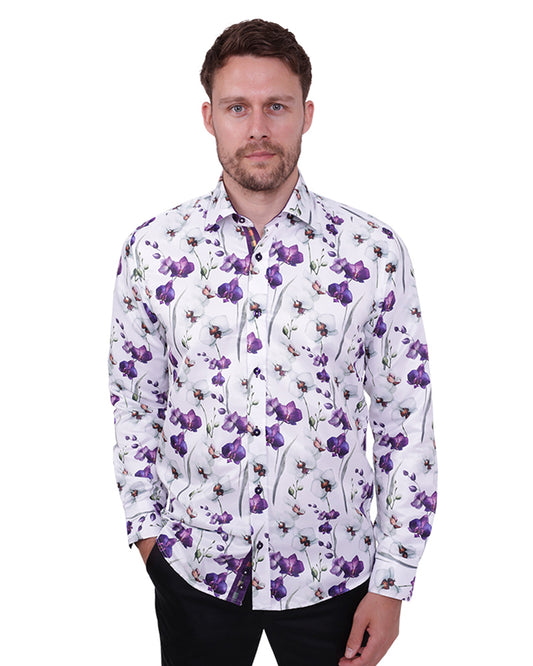 Purple Orchid Floral Print Shirt