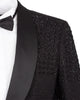 Black Tuxedo 3 Piece Suit Contrasting Lapel wtih Beaded Detailing
