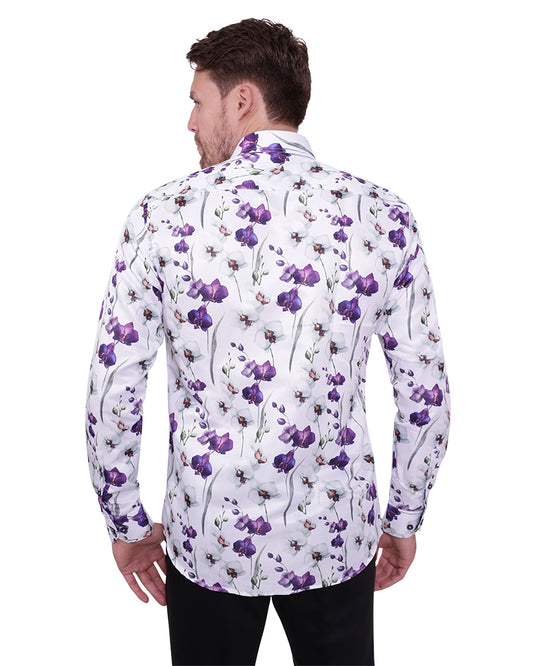Purple Orchid Floral Print Shirt