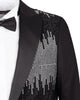 Black Tuxedo 3 Piece Suit Contrasting Lapel with Crystal Embellishments