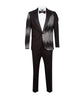 Black Tuxedo 3 Piece Suit Contrasting Lapel with Crystal Embellishments