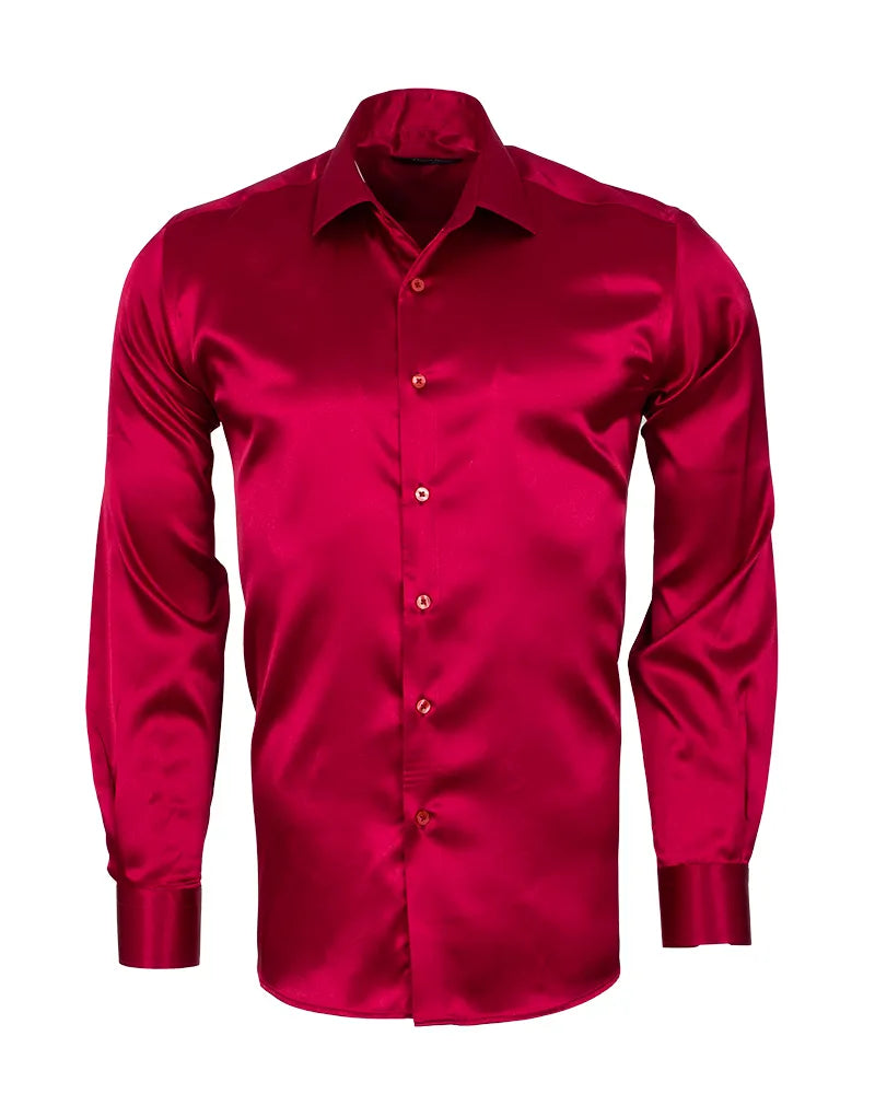 Burgundy Plain Satin Classic Men’s Shirt