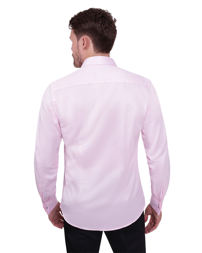 Pink Plain Double Cuff Shirt