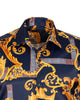 Dark Blue Baroque Paisley Print Men`s Shirt