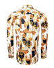 Oscar Banks Premium Satin Chain & Floral Print Dress Shirt