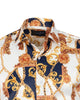 Oscar Banks Premium Satin Chain & Floral Print Dress Shirt