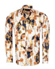 Oscar Banks Premium Satin Chain & Floral Print Dress Shirt