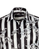 Black Baroque Stripe Paisley Print Men`s Shirt