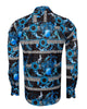 Blue Baroque Roman Ornament Paisley Print Men`s Shirt