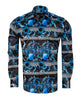 Blue Baroque Roman Ornament Paisley Print Men`s Shirt