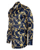 Dark Blue Baroque Chain & Paisley Print Men`s Shirt