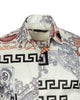 Oscar Banks Premium Cream Satin Baroque Print Dress Shirt