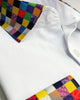 White Plain Shirt with Multicoloured Trim