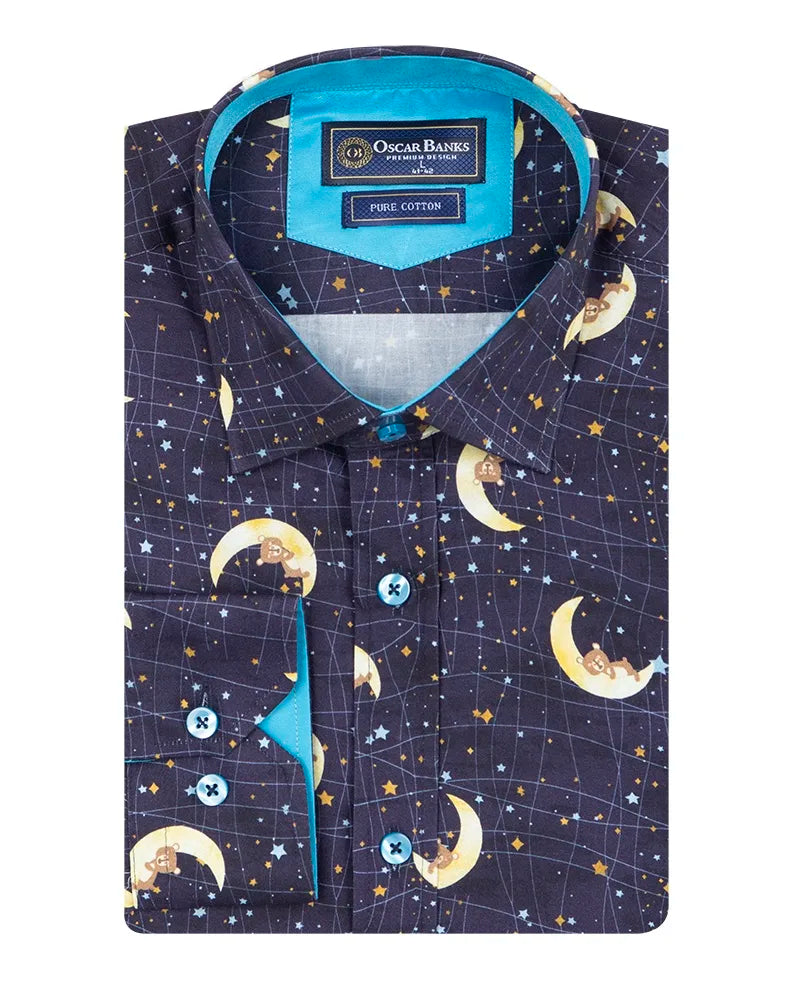 Navy Celestial Print with Matching Handkerchief