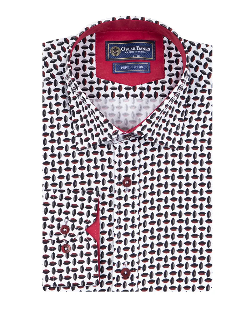 White Seed Print Shirt with Matching Handkerchief