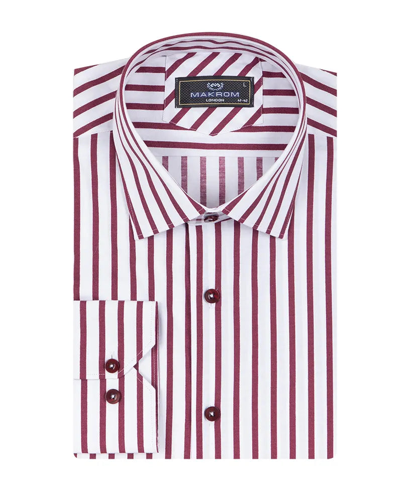 Burgundy Stripe Print Long Sleeve Shirt