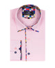 White Fashion Shirt with Multicolor Collar Tip Design