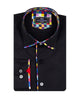 White Fashion Shirt with Multicolor Collar Tip Design
