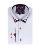 White Plain Double Collar Shirt with Playing Card Design Trim