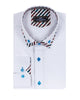 White Plain Contrast Stripe Collar and Cuffs Long Sleeve Shirt