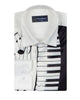 Black Musical Print Satin Men`s Shirt