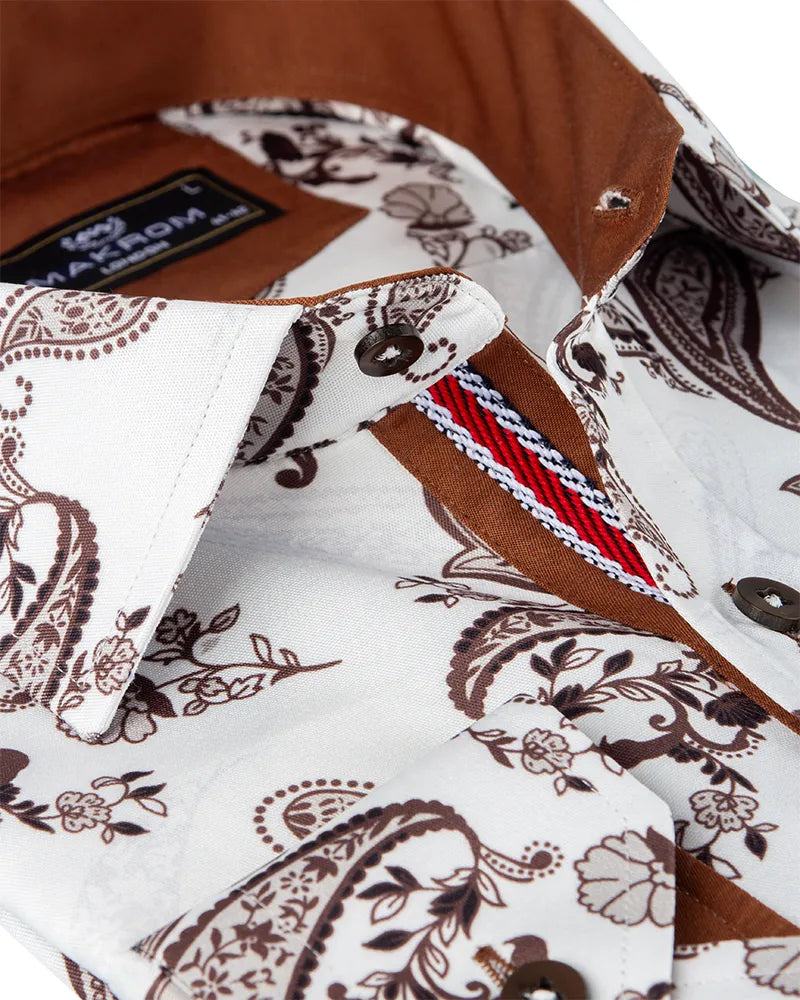 Brown Paisley Print Long Sleeve Shirt