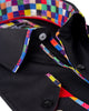 White Fashion Shirt with Multicolor Collar Tip Design