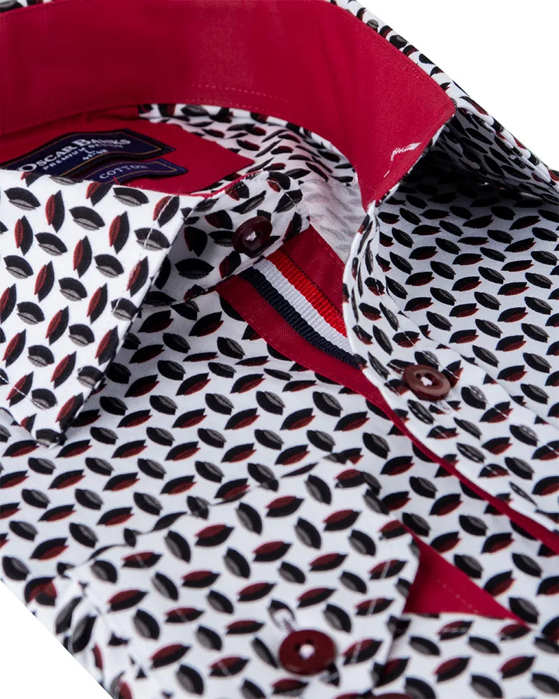 White Seed Print Shirt with Matching Handkerchief