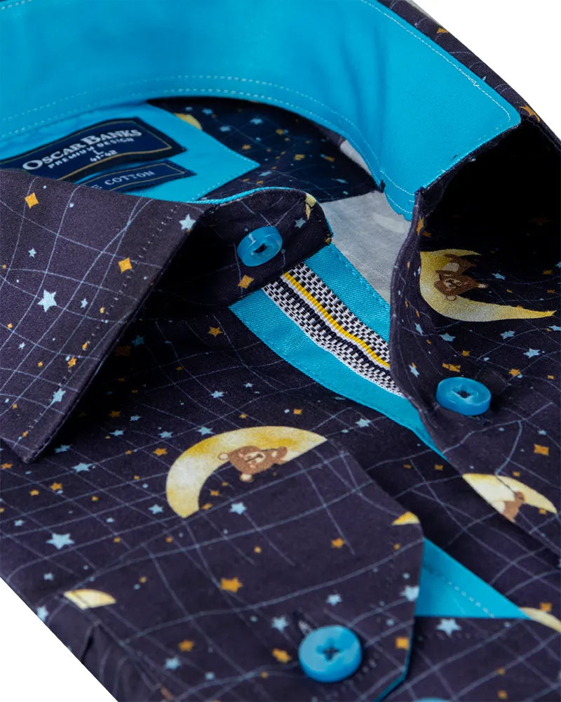 Navy Celestial Print with Matching Handkerchief