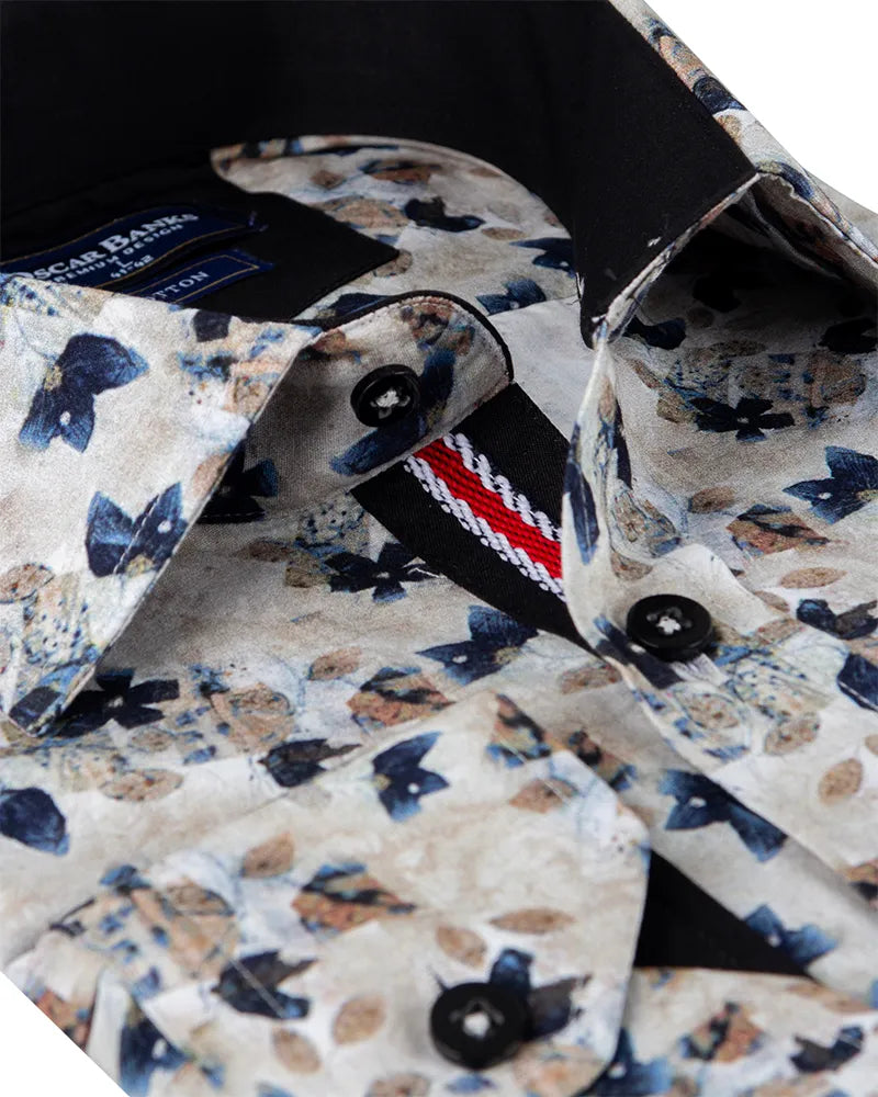 Cream Flower Print with Matching Handkerchief