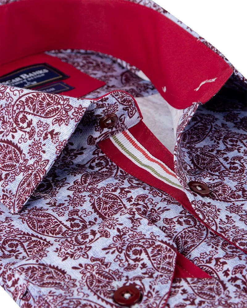 Burgundy Paisley Print with Matching Handkerchief