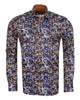 Brown Paisley Print Long Sleeve Men`s Shirt