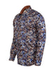Brown Paisley Print Long Sleeve Men`s Shirt