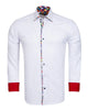 White Fashion Shirt with Multicolour Collar Tip Design