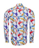 White Parrot Print Shirt with Matching Handkerchief