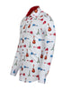 White Guitar Print Shirt with Matching Handkerchief