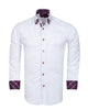 White Plain Double Collar Shirt with Playing Card Design Trim