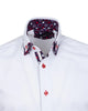 White Plain Double Collar Shirt with Playing Card Design Trim