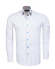 White Plain Contrast Stripe Collar and Cuffs Long Sleeve Shirt