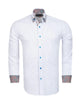 White Plain Contrast Stripe Collar and Cuffs Long Sleeve Shirt